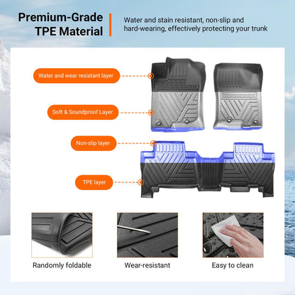 powoq Floor Mats Compatible with Toyota 4Runner Cargo Mat Backrest Mat TPE Replacement for 2013-2024 Toyota 4Runner Accessories (Fit W/Sliding Tray, Upgraded Trunk Mat+Backrest Mat+Floor Mats)