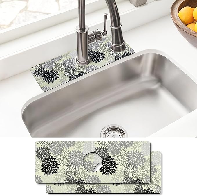 Sink Faucet Absorbing Mat, 2 Pack Drying Mat Around Faucet Sink Splash Guard