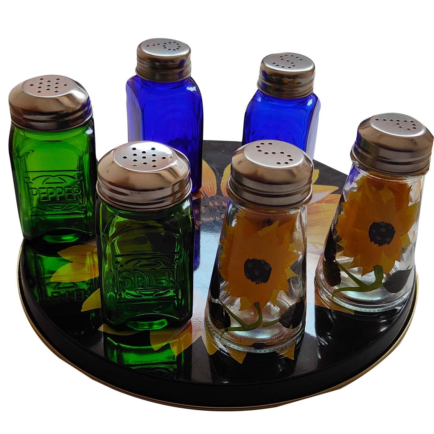 Ritadeshop Retro Glass Salt and Pepper Shakers (Cobalt Blue)