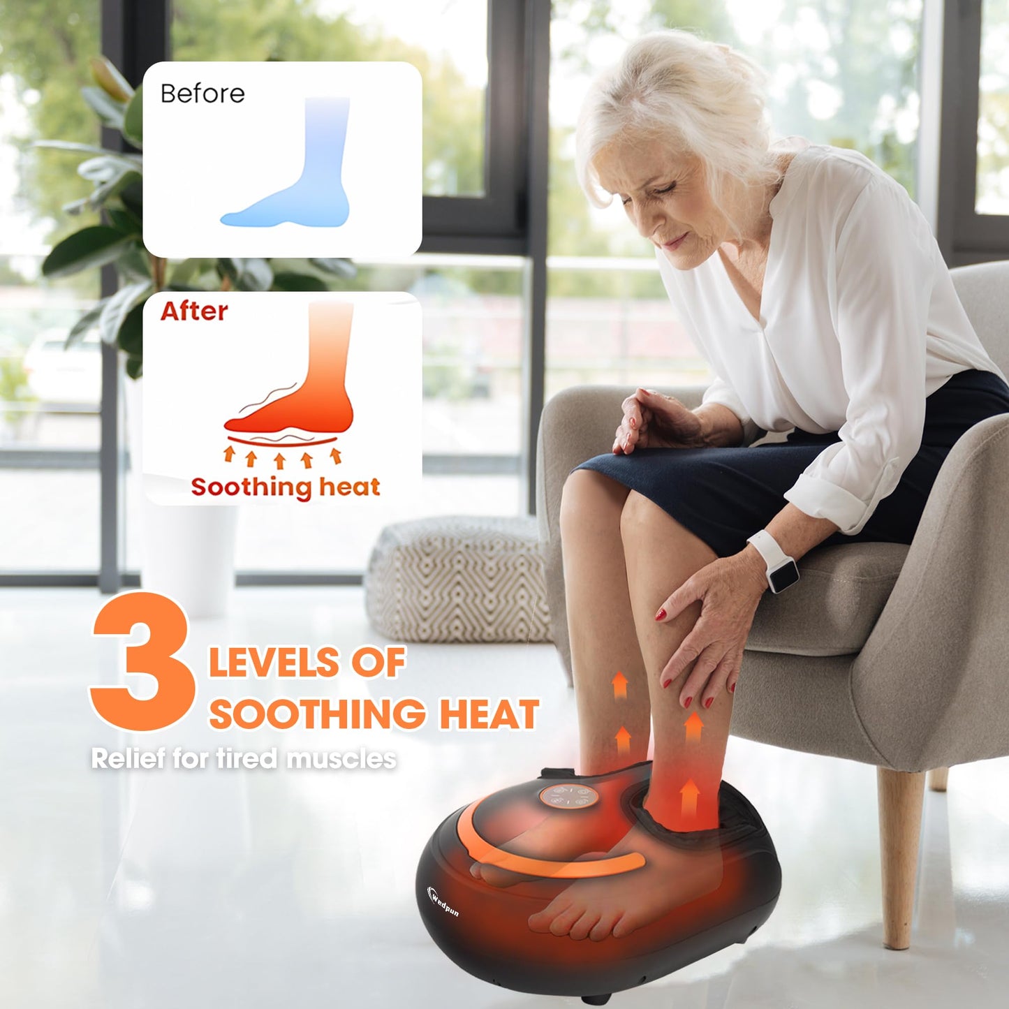Foot Massager with Heat Shiatsu Foot Massager with Remote Deep Relief for Tired Muscles Electric Feet Massage Machine for Home and Office Gifts for Mom Dad White