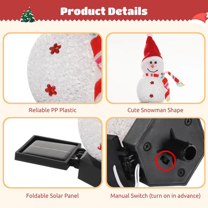 4 PCS Solar Snowman Light Decorations, Solar Christmas Snowman Stake Light, Outdoor Waterproof Solar Powered Garden Snowman Lights, Christmas Yard Decor, Decorative Pathway Light