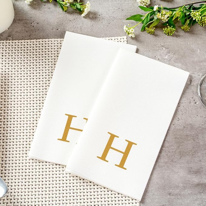 Luxenap 15.8 X 7.9 Inch Linen-Feel Guest Towels, 50 Lettered Hand Towels