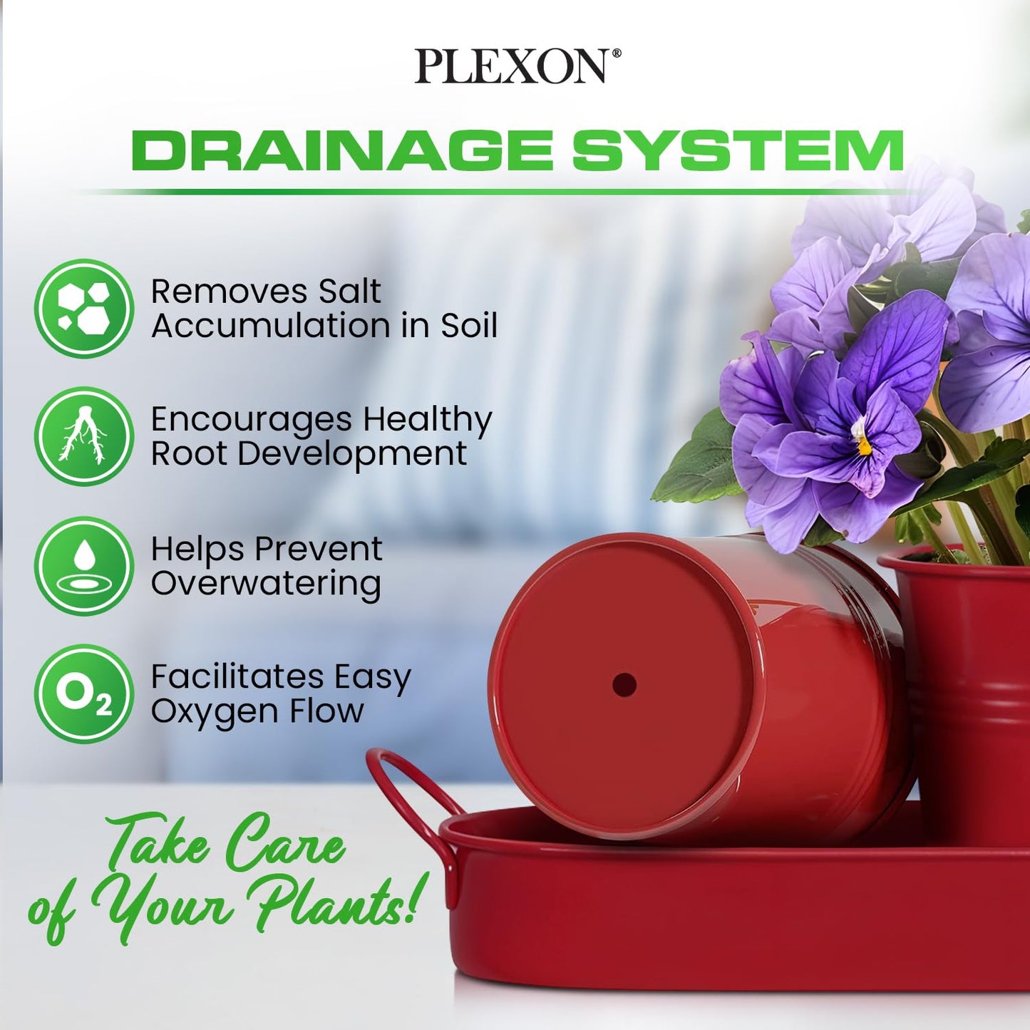 Plexon Herb Planter Indoor Garden Set of 3 with Tray, Metal Herb Pots for Indoor Plants, Round Kitchen Garden Kit Ideal for Windowsill Planter or Countertop, Red Powder Coated
