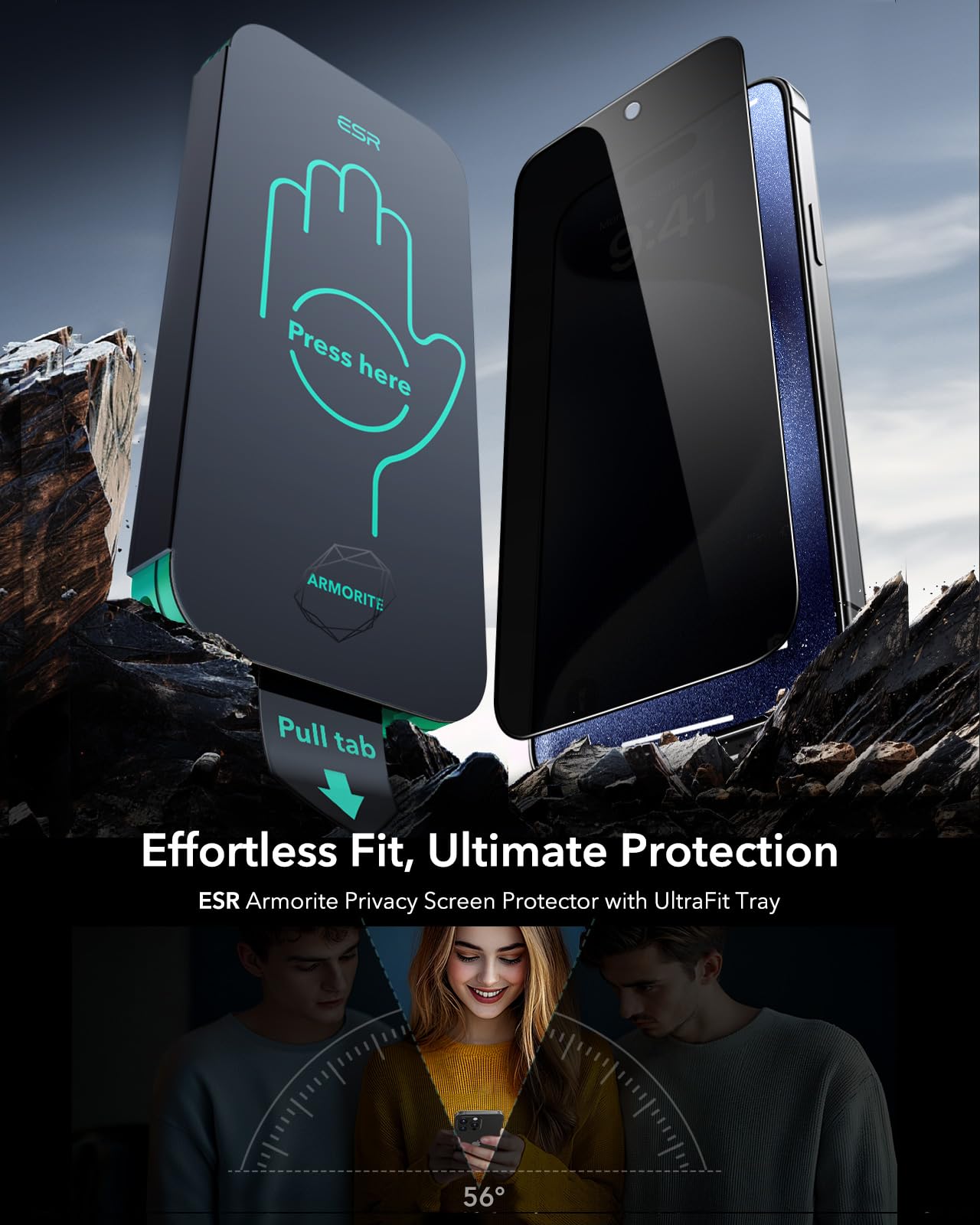 ESR 3 Pack 9H+ Glass for iPhone 16 Pro Max Screen Protector, [Military Grade Shatterproof & Longest Durable] Armorite Ultra-Tough Tempered Glass with UltraFit Tray
