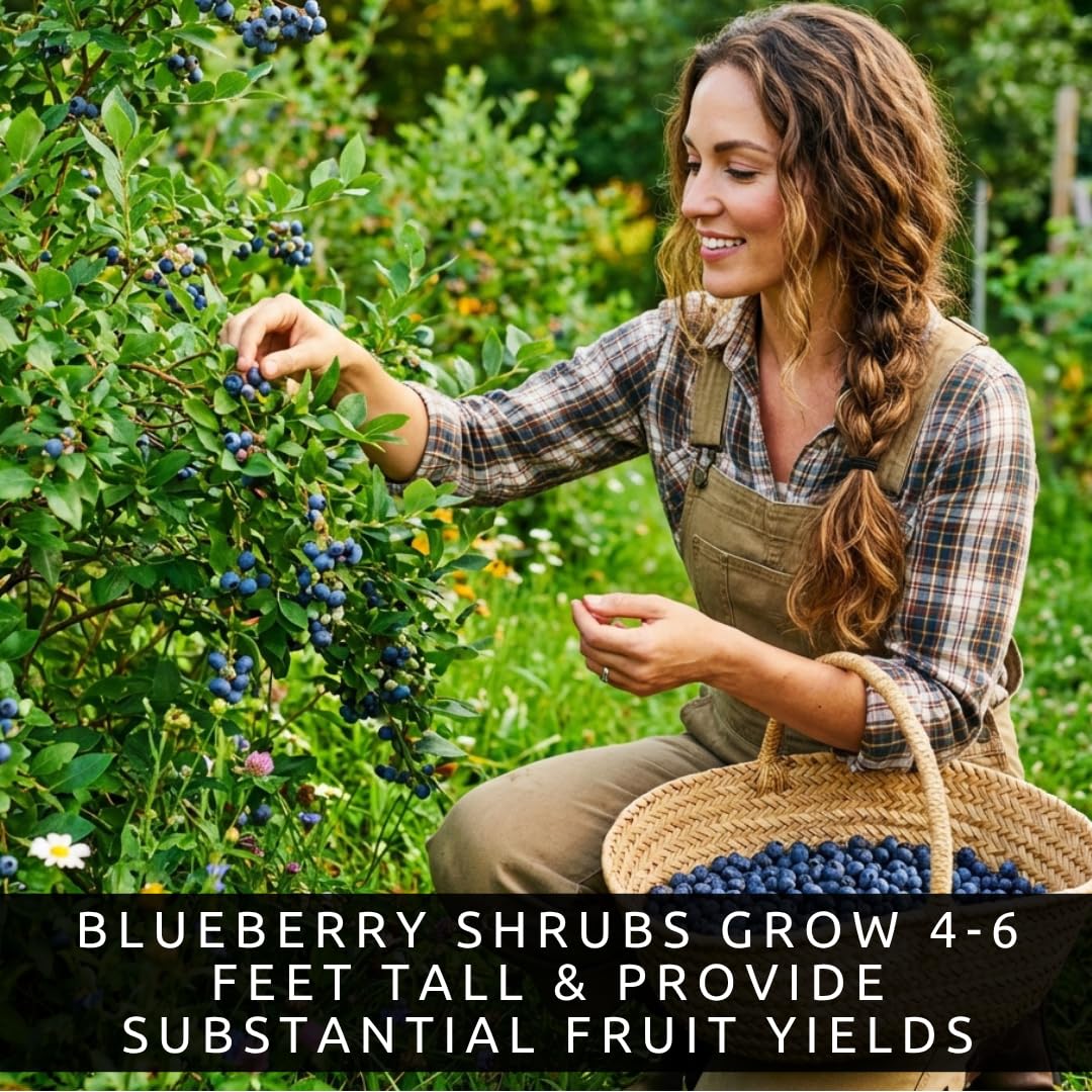 3 Blueberry Plants Live for Planting, Highberry Blueberry Bushes - Live Plant 1 Year Old, Fruit Tree Live Blueberry Plant - No Pots Included, Ships Bare Root