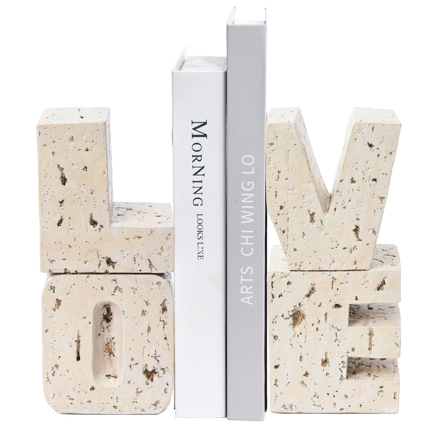 Book Ends Decorative with Love Design,Small Farmhouse Heavy Duty Bookends,Book Holders for Shelves, Book Stoppers for Home Desk Decoration, Unique Love Sculpture Bookend-Great Gift for Valentine's Day