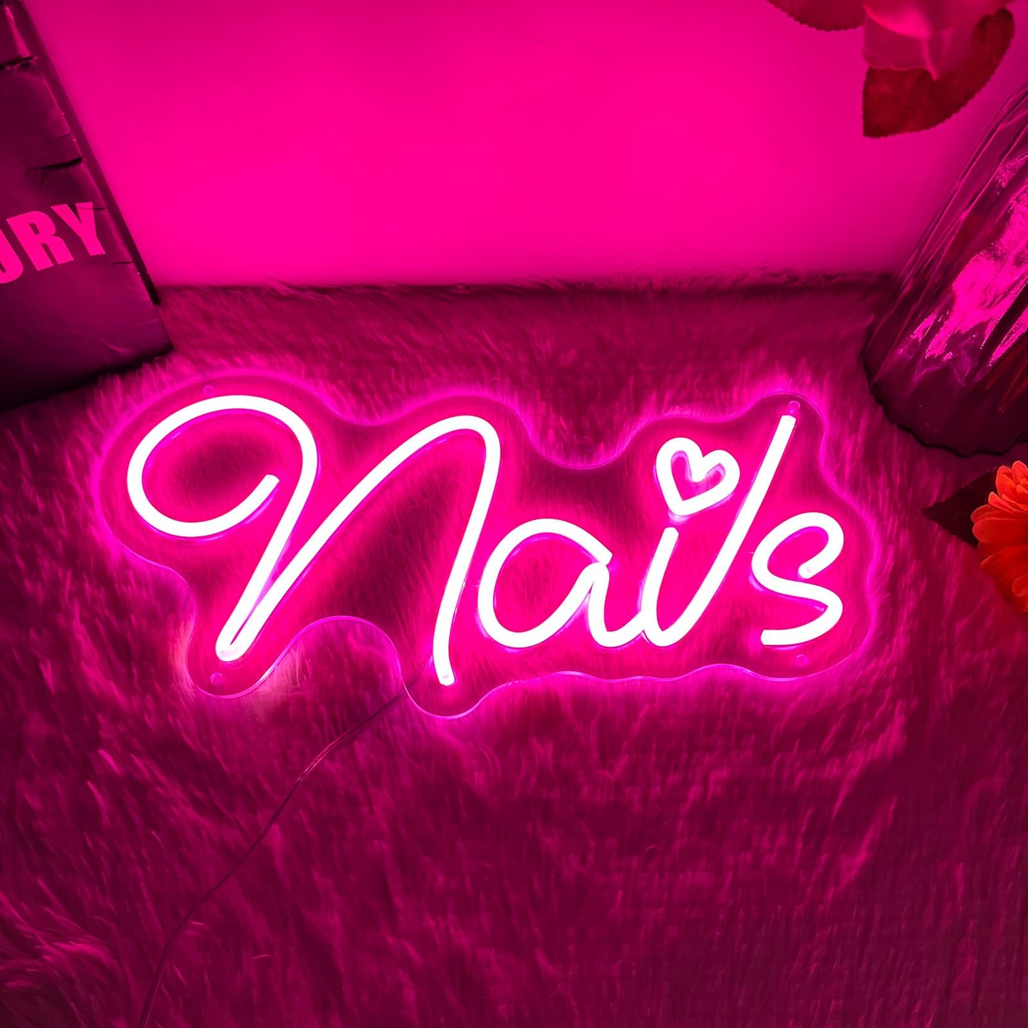 Brochao Nails Neon Sign Nail LED Sign Light Up Sign for Nial Room Wall Decar for Beauty Room Nail Salon Business Store Home Party Decoration Gift for Teen Girls