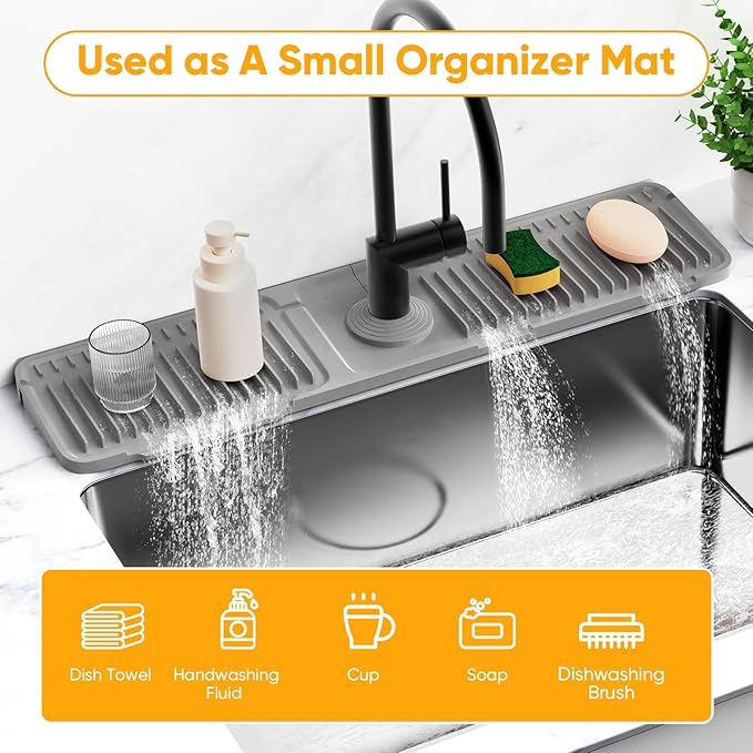 24'' Longer Faucet Mat for Kitchen Sink Splash GuardKitchen Sink Faucet Mat