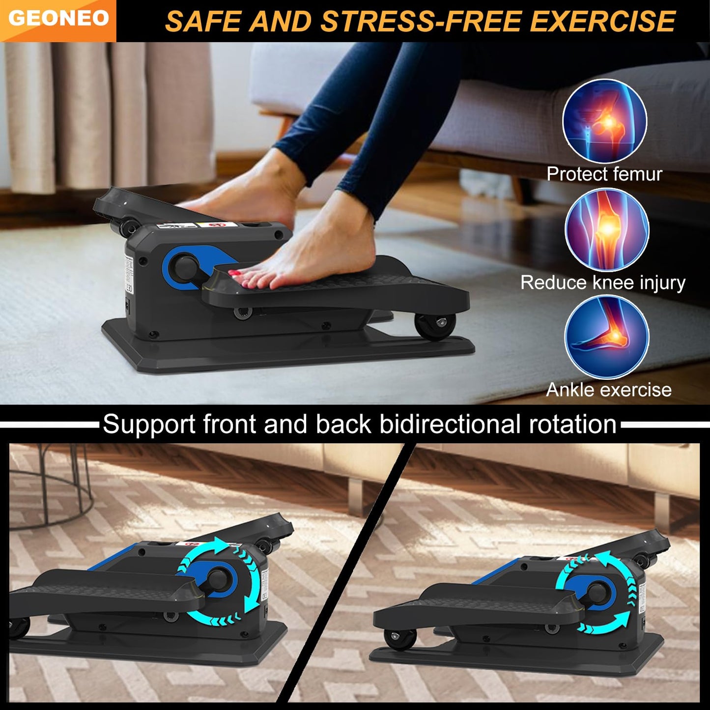 Under Desk Elliptical Machine, Electric Ellipse Leg Exerciser for Senior, Quiet and Compact Electric Seated Pedal Exerciser for Home with Display Monitor, Remote Control & 12 Adjustable Speeds