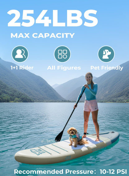 TIGERXBANG Inflatable Paddle Board with SUP Board Accessories, Non-Slip Minimalist Paddle Board for Adults and Youth of All Skill Levels, Stand Up Board Sunny Wave Collection-Blue