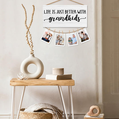 shiviody Grandparents Grandkids Picture Frame Photo Holder for Wall, Grandma Grandpa Gifts from Grandkids, Grandparents Gifts for Christmas Photo Hanging Display Picture Board for Wall Decor