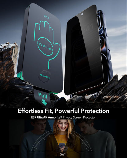 ESR 3 Pack 9H+ Glass for iPhone 16 Pro Max Screen Protector, [Military Grade Shatterproof & Longest Durable] Armorite Ultra-Tough Tempered Glass with UltraFit Tray