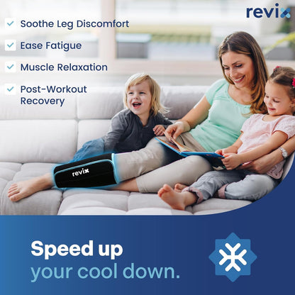 REVIX Shin Ice Pack Reusable Leg Ice Pack Wrap Cold Therapy Compression Sleeve for Calf, Elbow, Arm and Knee Discomfort Recovery and Support, 360° Full Coverage
