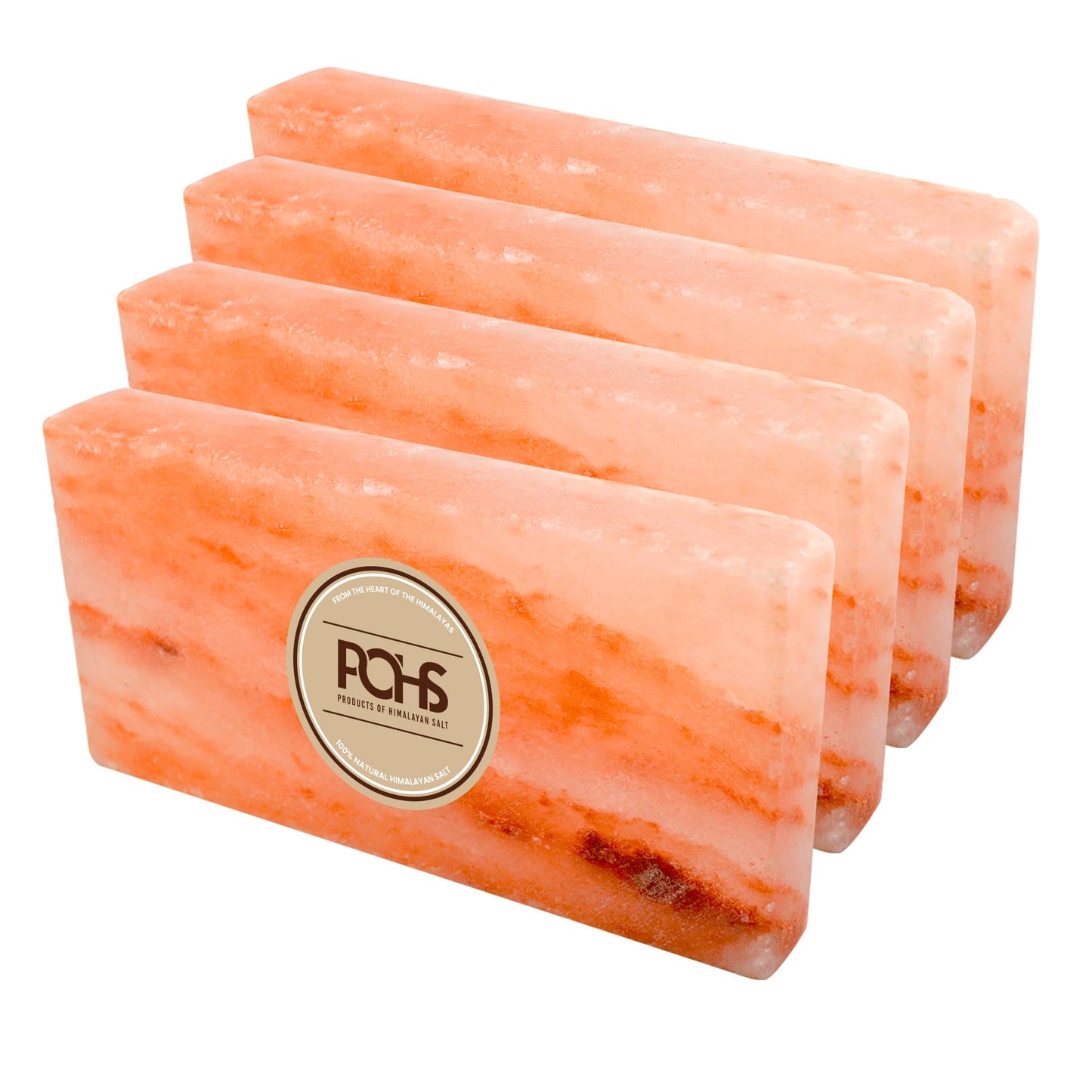 POHS Himalayan Pink Salt Tiles 8’’x4’’x1’’ Pack of 4 for Home Sauna, Spa and Salt Wall Block for Home décor,2.75 lbs Each Tile