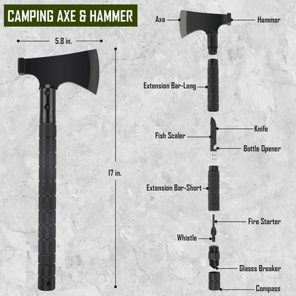 Survival Kit, 268 Pcs Emergency Survival Gear and Equipment Supplies with First Aid Kit, Camping Axe, Headlamp, Crossbody Bag for Camping Hiking, Hunting, Gift for Christmas Men, Dads, Black
