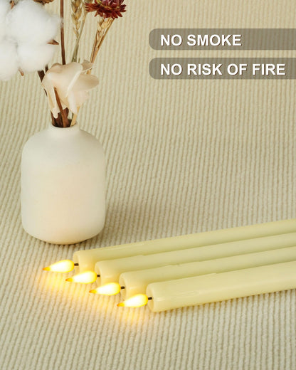 Homemory 6 Pack Plastic Taper Flameless Candles with Remote, Timer, Battery Operated CandleSticks with Flickering Bright Light, 9.6 Inches for Home Decoration