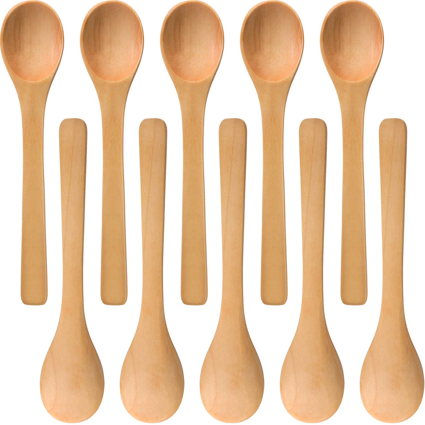 Boao 30 Pcs Small Wooden Spoons, 5.12'' L Mini Wood Spoons for Soup, Little Tiny Honey Teaspoons Bulk for Stirring Coffee Tea Jars Sugar Seasoning Oil Kitchen Supplies (Raw Lacquer)