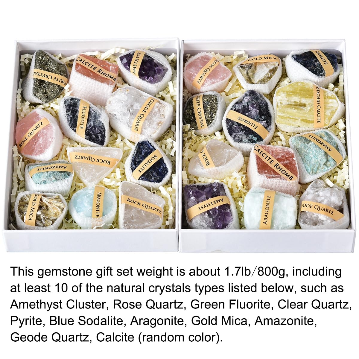 JIC Gem Mix Rough Crystals and Healing Stones in Gift Box Raw Stones and Crystals Natural Mineral Gemstone Specimen About 1.7 Lbs