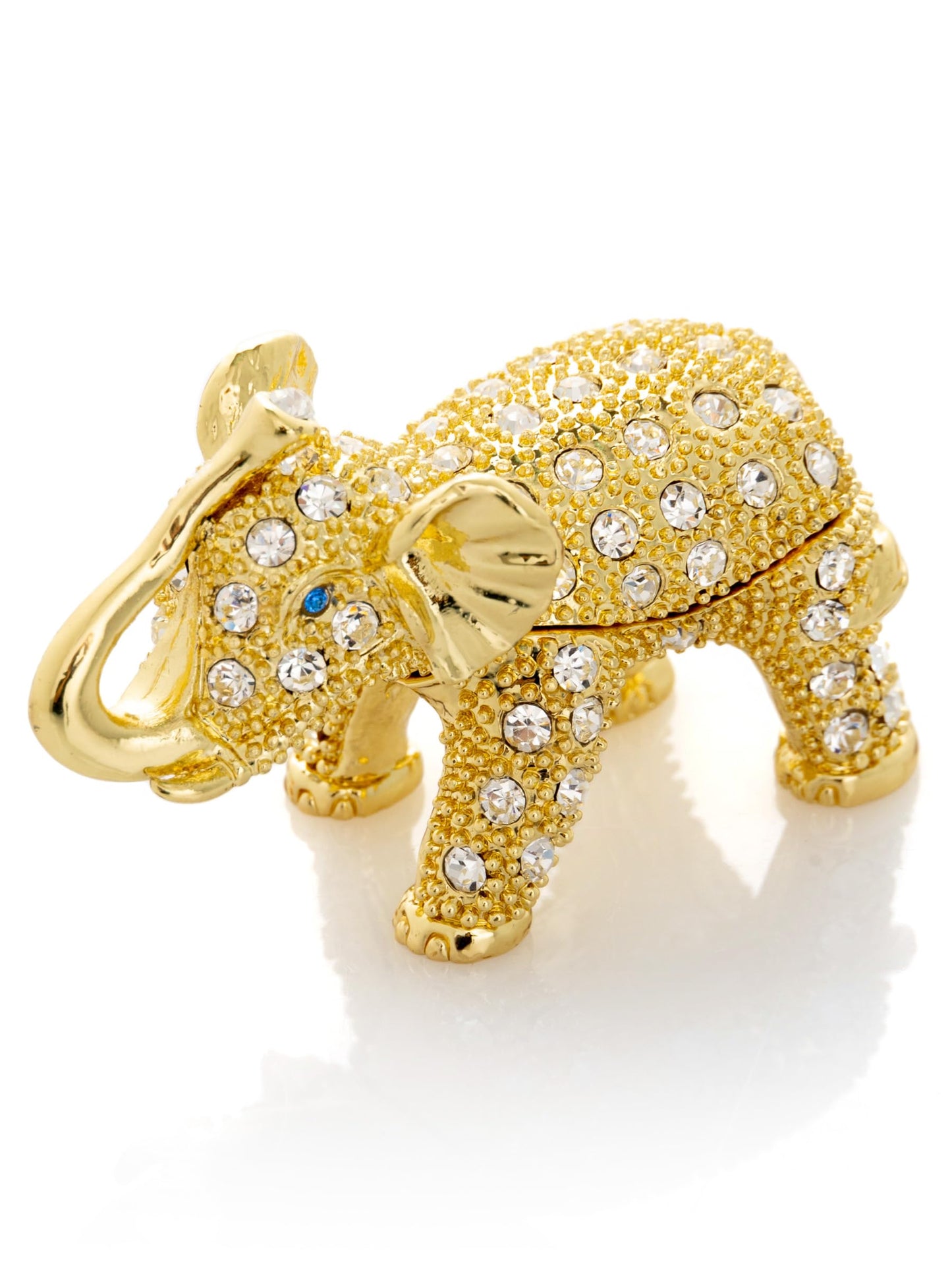 Keren Kopal Miniature Golden Elephant Trinket Box Faberge Style Animal Figurine Collectible for Collectors, Decorators, Enthusiasts Original Gift Idea