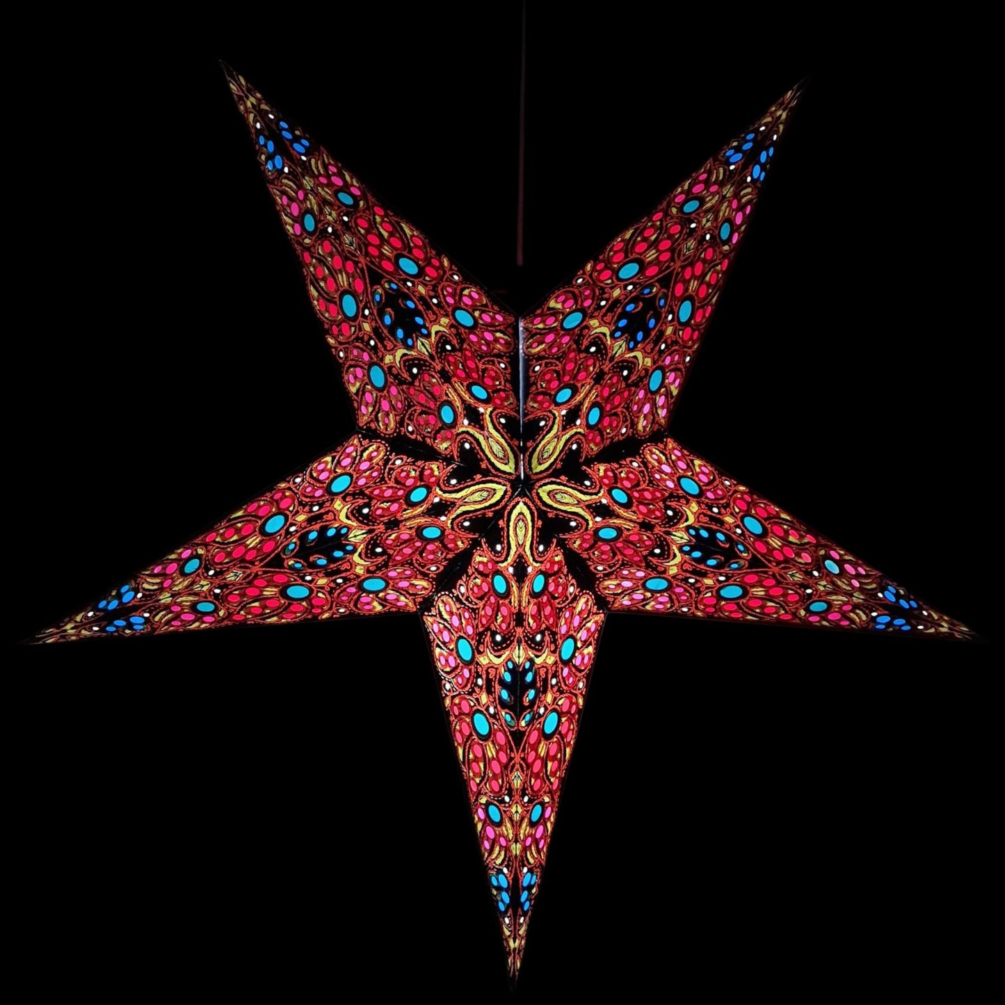 YEPSIO Lantern Lampshade Paper Star Light Shades Large 60cm Hanging Decorations for Christmas Wedding Home Decoration Birthday Party Foldable 5 Pointed Star (Black, Rust, Blue)