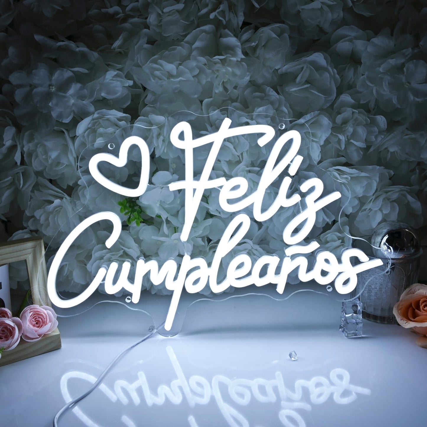 Planzo Feliz Cumpleaños Led Neon Sign Light Spinish Happy Birthday Heart Wall Sign Decor Fiesta Mexican Themed Birthday Party Backdrop Banner Gifts 15.75"x10.12" USB