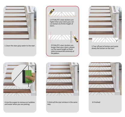funlife Stair Riser Decals Peel and Stick, 14 PCS Self Adhesive Boho Vinyl Stair Stickers, 39.37"X7.09", Yellow Brown Moroccan