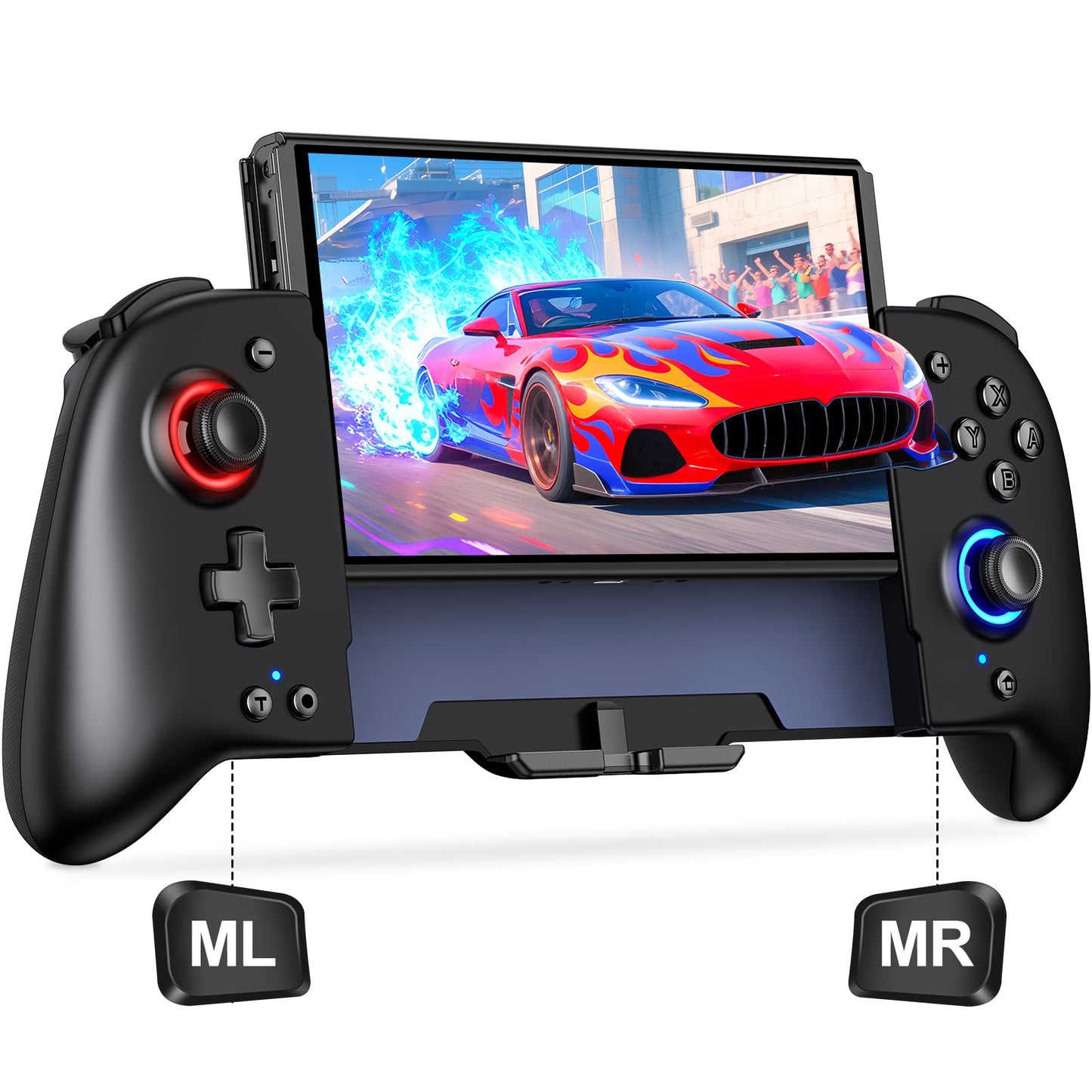 Switch Controllers Compatible with Nintendo Switch/OLED, One-Piece Joypad Controller Replacement for Switch Pro Controller with 9 Lights Color, Switch Remote for Users Who Prefer Handheld Mode