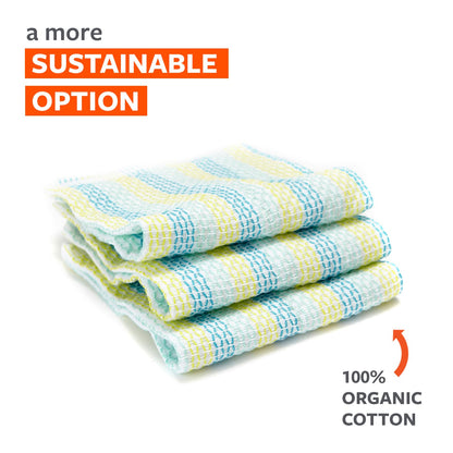 Full Circle Tidy 100% Organic Cotton Dish Cloths, Set of 3, Multicolored