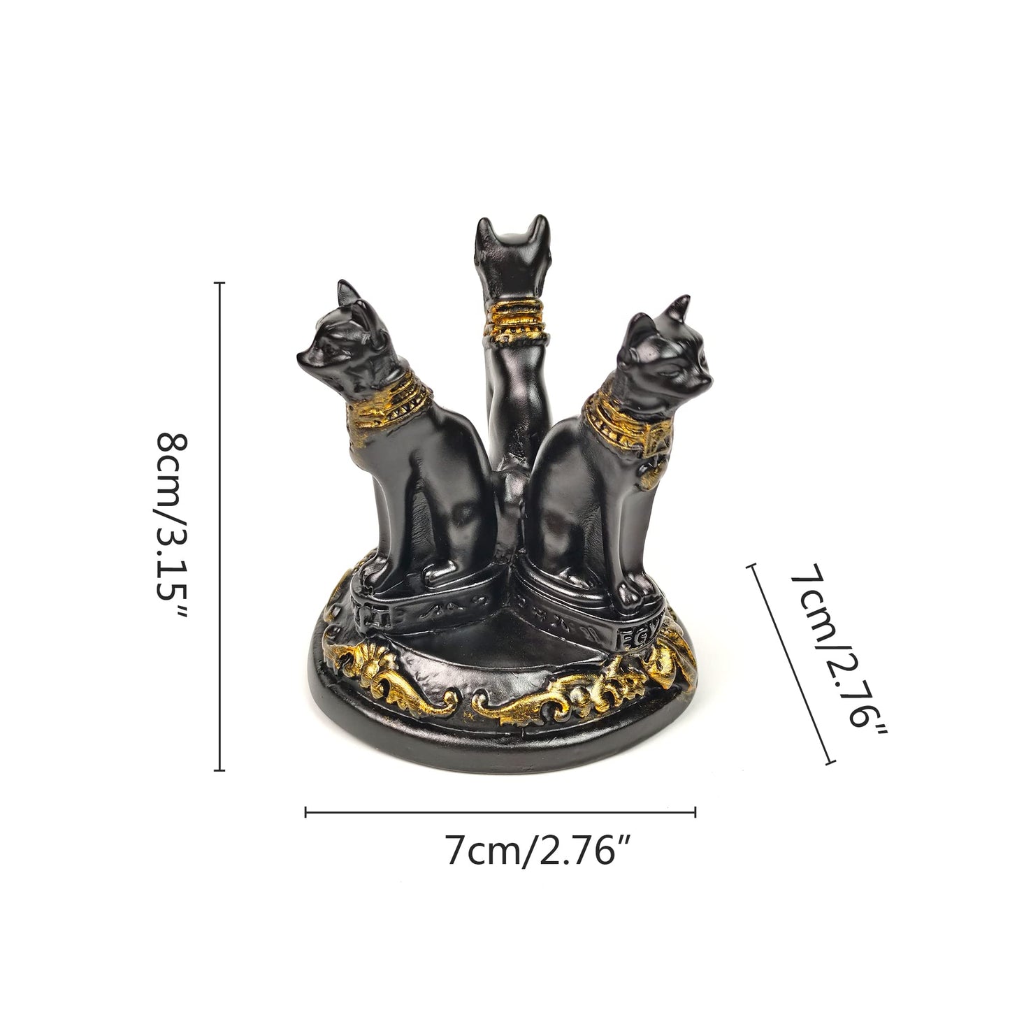 OmyLens Bast Bastet Cats Crystal Ball Stand Sphere Display, Natural Healing Feng Shui Glass Orb Holder Base Statue Decoration, for 40mm-80mm Ball