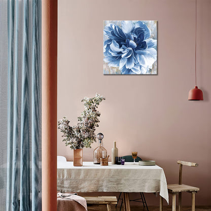 Blue Flower Wall Art,Navy Blue Floral Canvas Print Nature Scenery Wall Art for Living Room Bedroom Wall Painting Decoration Modern Artwork