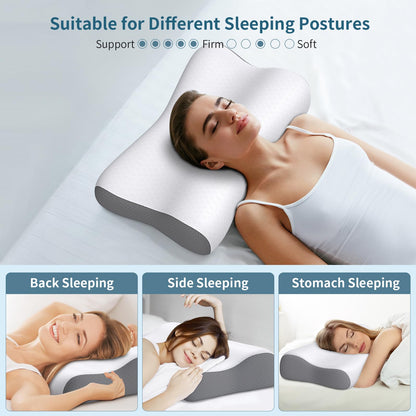 Cervical Neck Pillow for Pain Relief, Contour Memory Foam Pillows for Sleeping, Ergonomic Pillow Orthopedic Cooling Pillow Bed Pillow Neck Support for Side Back Stomach Sleepers