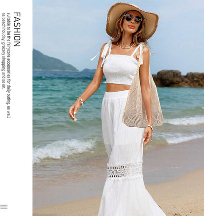 Stizimn Crochet Mesh Beach Tote Bag Shoulder Bag Handbags Knitting Hollow Summer Bag Hobo Bag Aesthetic for Women