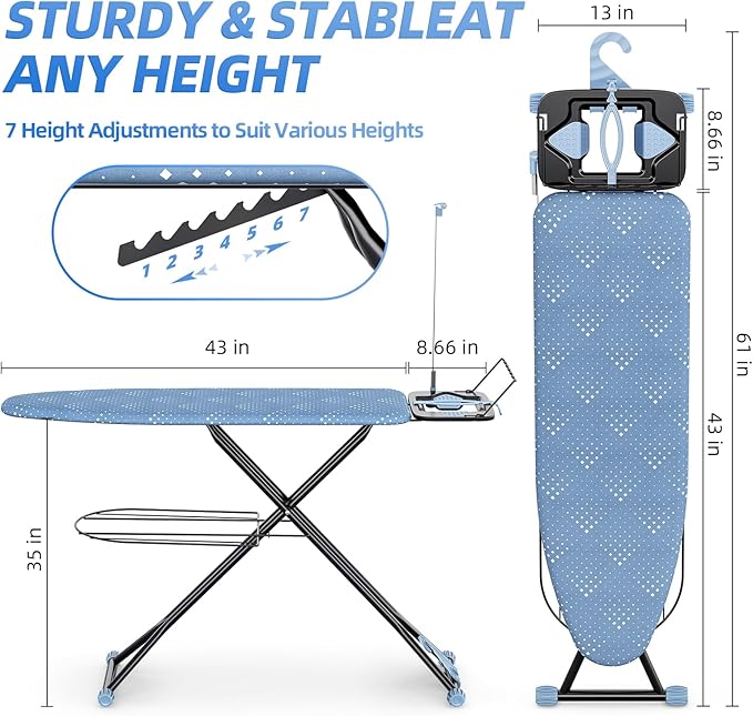 KINGBOARD Ironing Board, Compact Iron Board Full Size