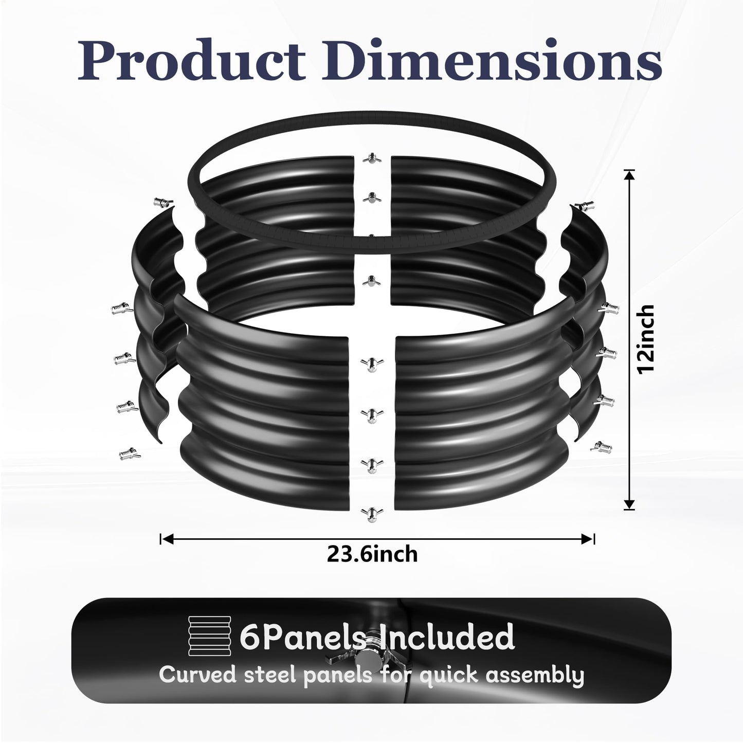 SOCONT 2 x 2 x 1 ft Round Raised Garden Bed, Black 2 Pack 0.6 mm Thick Galvanized Steel Planter Box with Double Layer Paint and Safety Edge Trim for Vegetables Flowers Herbs Outdoor Garden