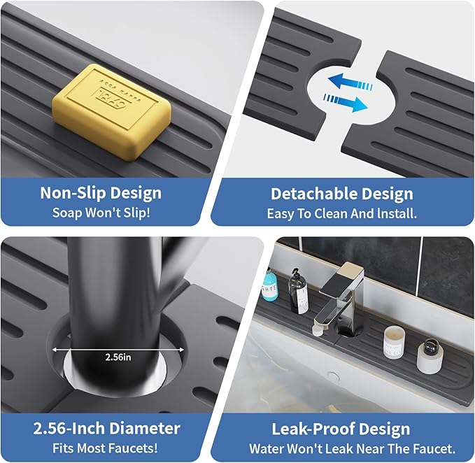Stone Faucet Mat for Kitchen Sink, Water Absorbing Sink Water Splash Guard