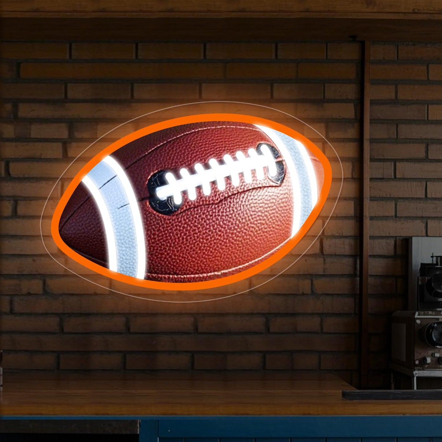 Football Neon Sign Football Shaped LED Light for Wall Decor Dimmable USB Powered Sign for Bedroom Man Cave Game Sports Room Football Gifts for Boys Fans