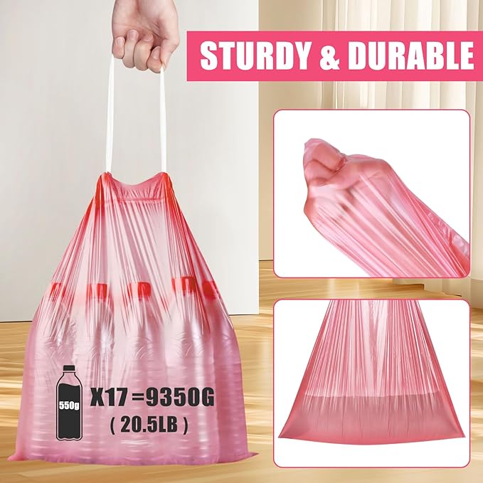 4 Gallon Trash Bags Drawstring 100 Count, JUKFITA Extra Strong Small Garbage