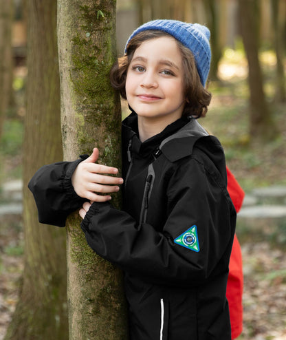 YoungSoul Boys Girls Waterproof Jackets Kids Lightweight Fleece Lined Raincoat School Coats with Detachable Hood Black 10-11 Years