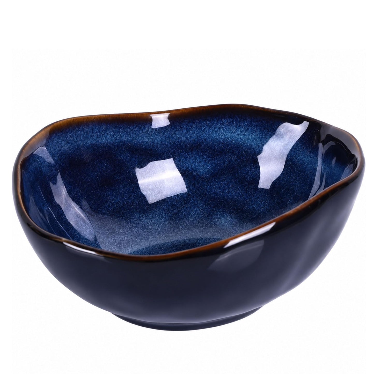8" Blue Ceramic Decorative Bowl, Entryway Table Decor Pottery Key Bowl, Candy Dish, Salad Bowl, Blue Decor Small Jewelry Trinket Dish for Bedroom, Centerpiece, Bedside Table, Living Room Decorative