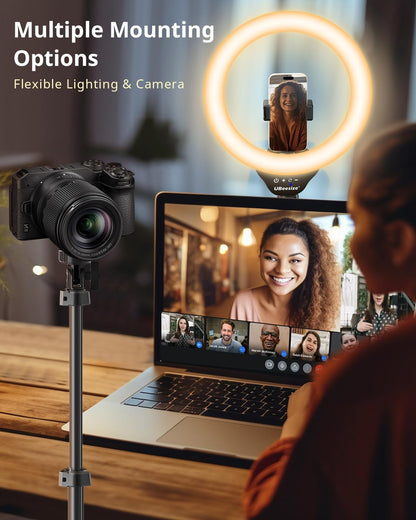 UBeesize 12'' LED Ring Light with 62'' Tripod Stand, Selfie Ring Light for Video Recording, Live Streaming, TikTok & YouTube, Compatible with iPhone & Android (Black)
