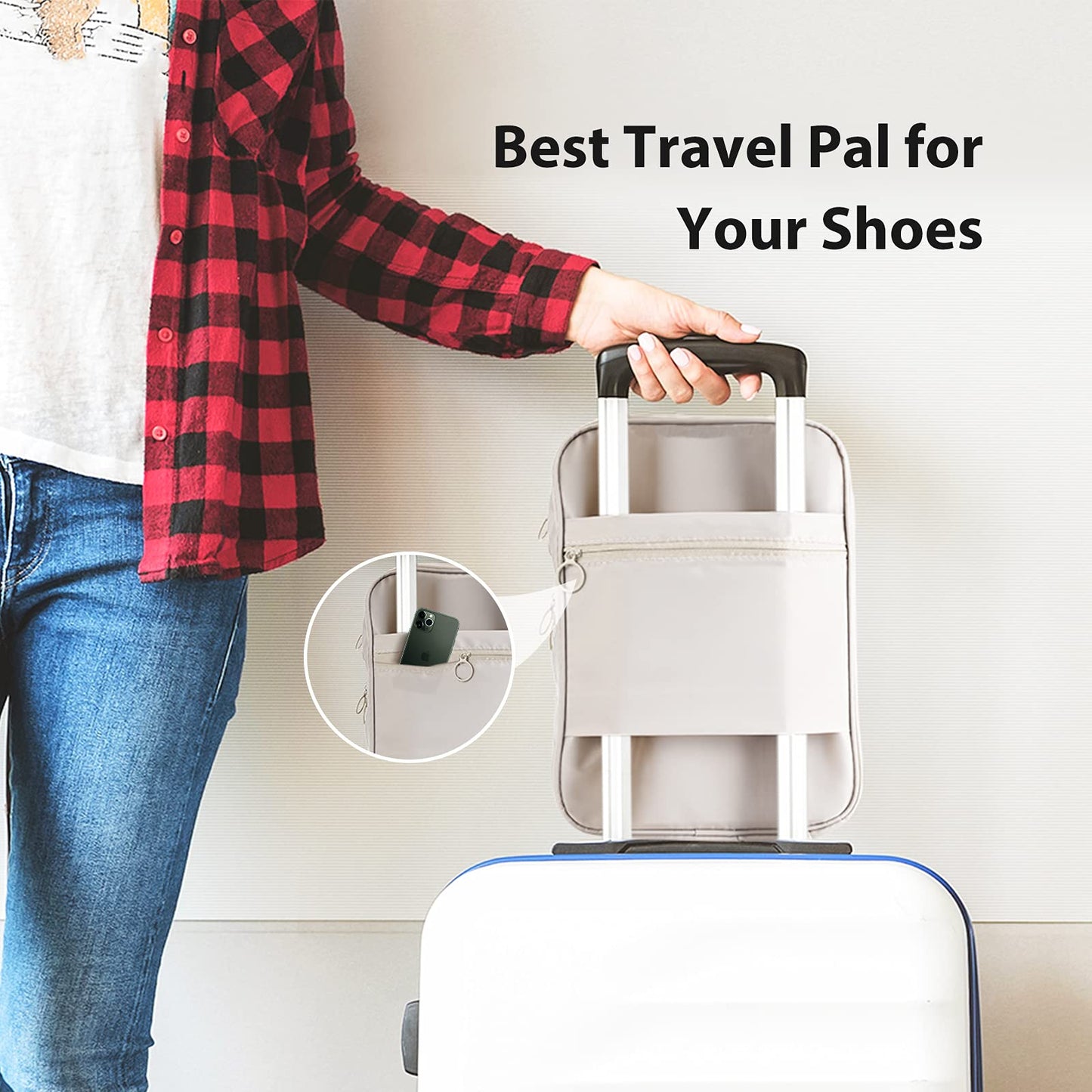 Travel Shoe Bag Holds 3 Pair of Shoes, Hezelf Shoe Storage Pouch for Travel and Daily Use, Travel Suitcase Shoe Organizer, Waterproof