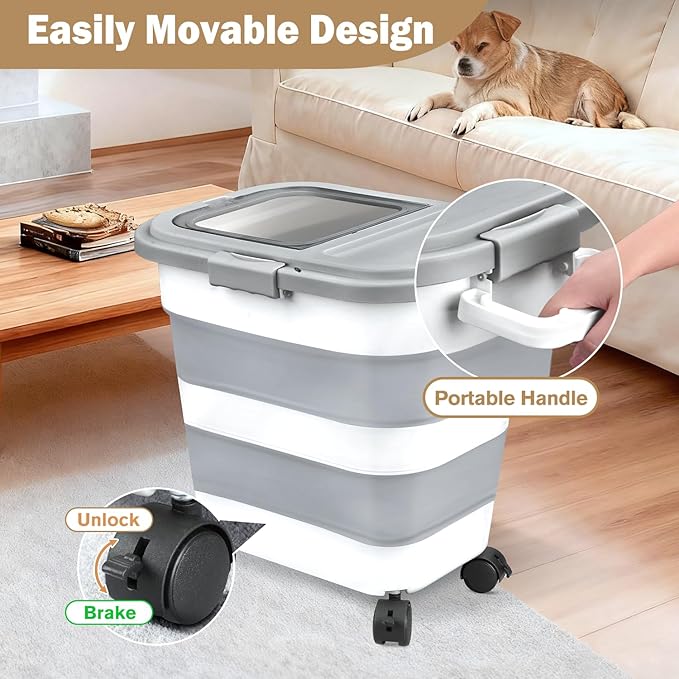 Rice Storage Container, Collapsible Airtight Food Storage Containers 20-30 Lbs