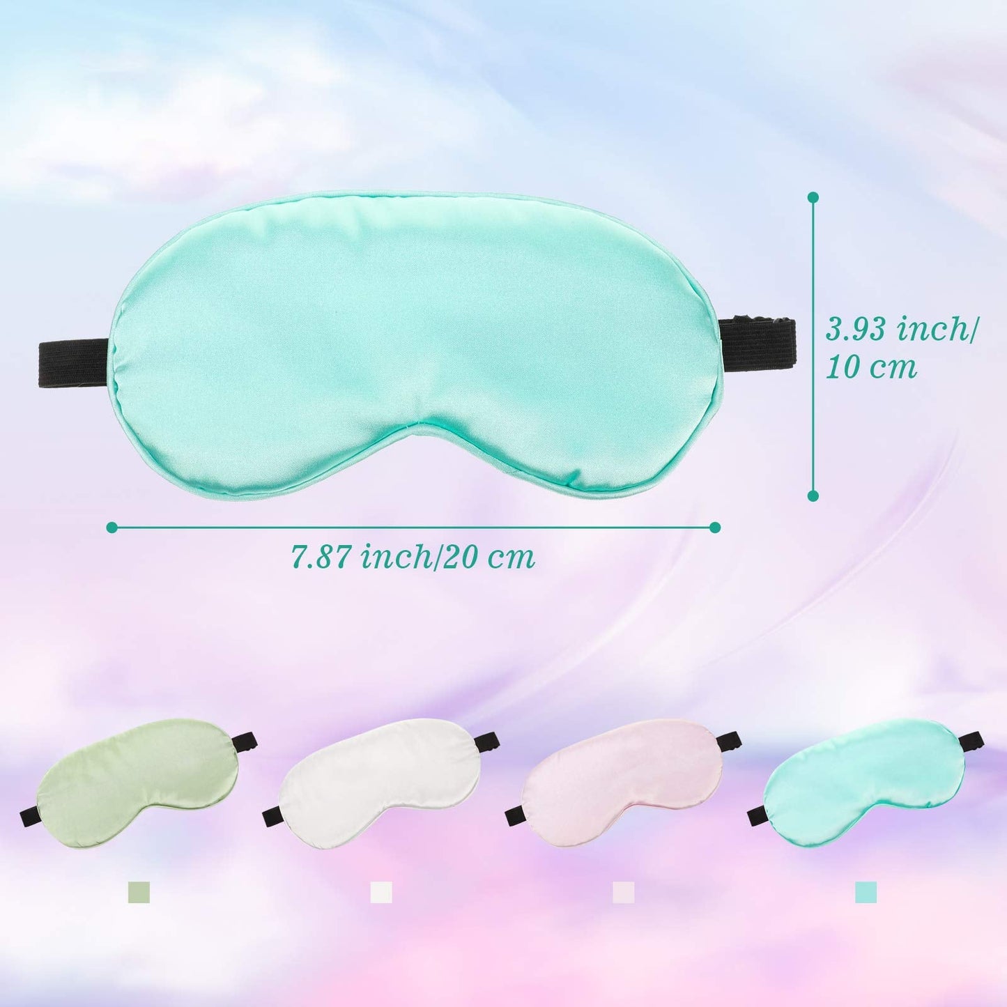 BBTO 4 Pcs Silk Sleep Eye Masks Smooth Soft Satin Eye Covers with Adjustable Strap Blindfold for Sleeping Blocking Out Lights Travel Relaxation (Royal Blue, Dark Green, Navy Blue, Black)
