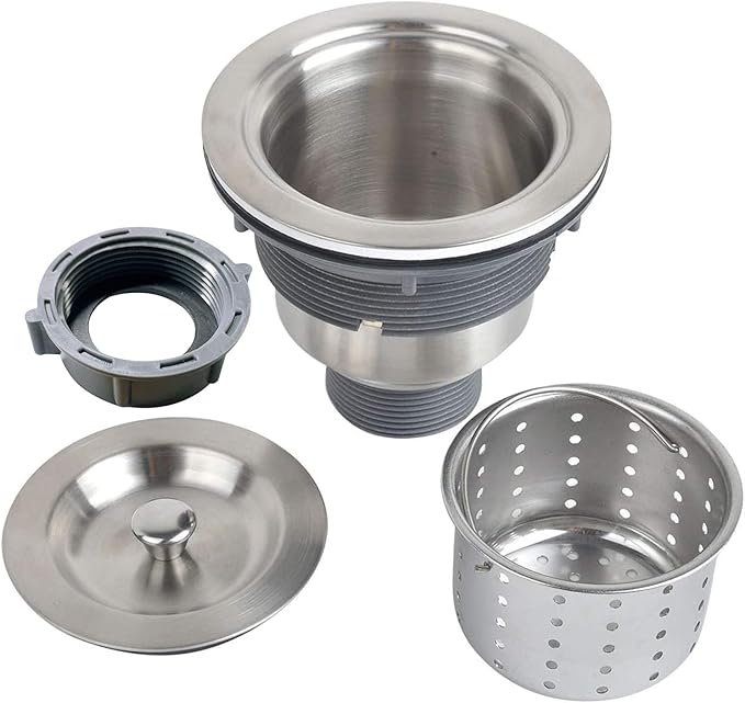 3-1/2 Inch Sink Drain Assembly Kit, Removable Deep Sink Strainer Basket