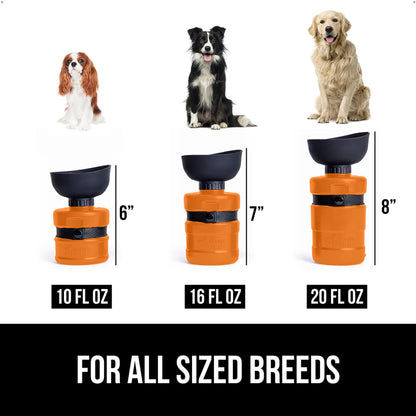 GORILLA GRIP Dog Water Bottle, Portable Water Bowl Dispenser for Dogs, 20 oz Leak Proof Pet Travel Squeeze Bottles, Food Grade Silicone, to Go Puppy Essentials, Hiking Camping Trip Accessories, Black