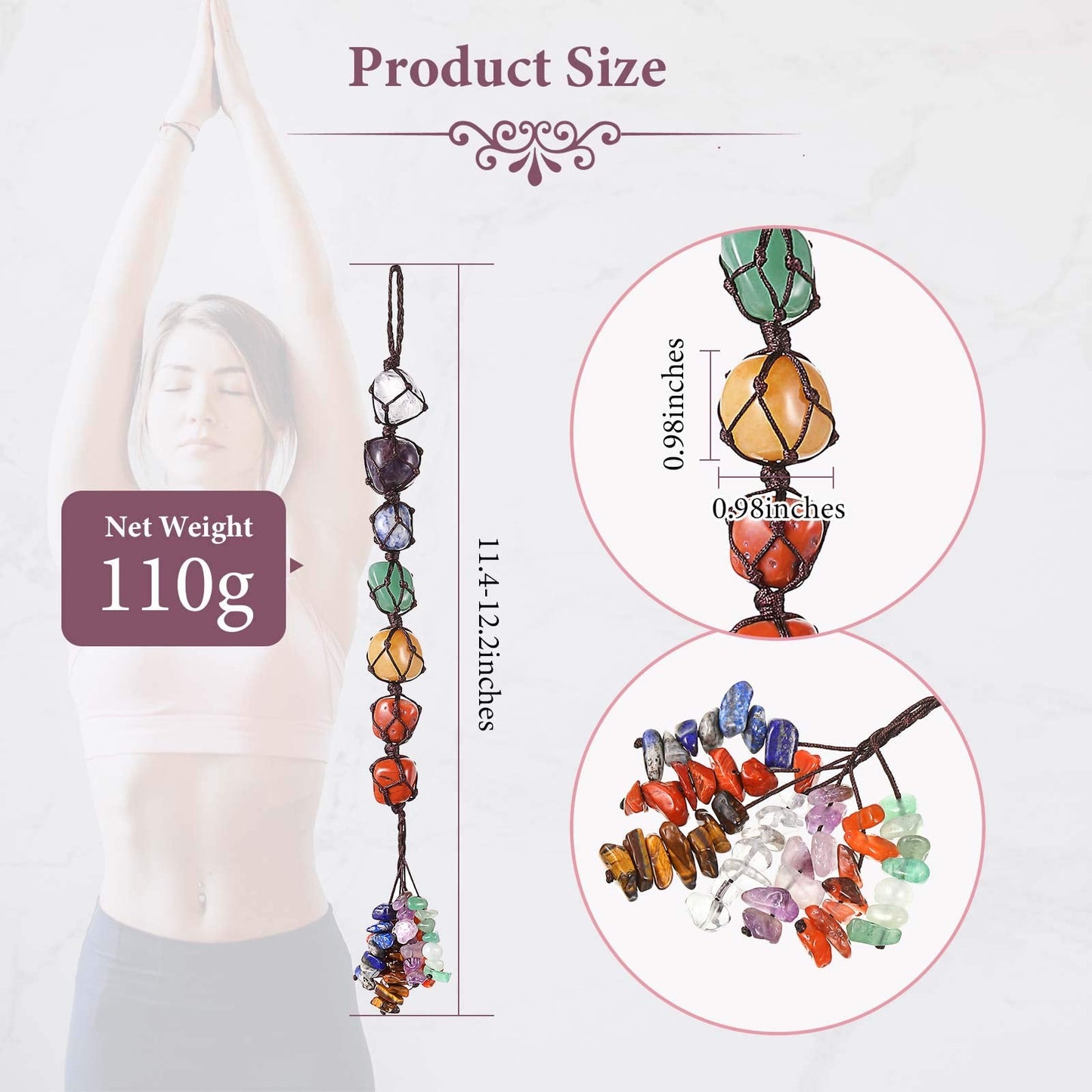 7 Chakra Gemstones Crystal Healing Hanging Ornament, Good Luck Indoor Home Wall Decoration, Feng Shui Ornament, Car Window Decoration, Christmas Trees Ornament (1 Piece)