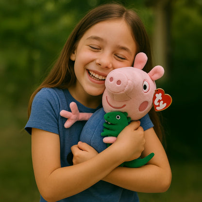 Ty Beanies George 10" | Peppa Pig Beanie Baby Soft Plush Toy | Collectible Cuddly Stuffed Teddy