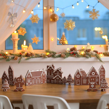Colingmill 32 Inch Christmas Tabletop Decoration Wooden Christmas Gingerbread Man Themed Xmas Tree and House Signs Farmhouse Centerpiece Decor for Home Kitchen Table Shelf Decor