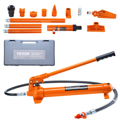VEVOR Porta Power Kit, 12 Ton Load, Portable Hydraulic Jack with 4.6 ft Extended Oil Hose, Long Handle Design, Auto Body Frame Repair Kit with Portable Storage Case for Car Repair, Truck, Farm