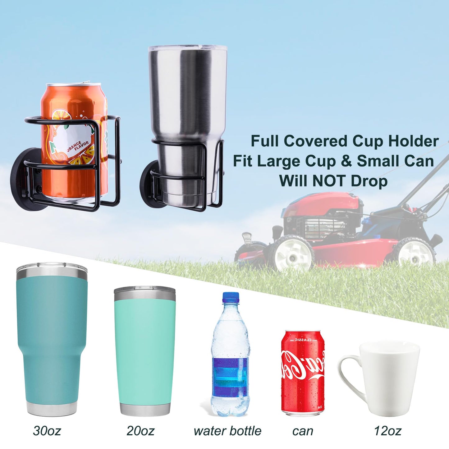8 Pack Magnetic Cup Holder with 2 Screws Mount, Full Covered Bus Tractor Cup Holder, Magnet Bottle Drink Holder, Black